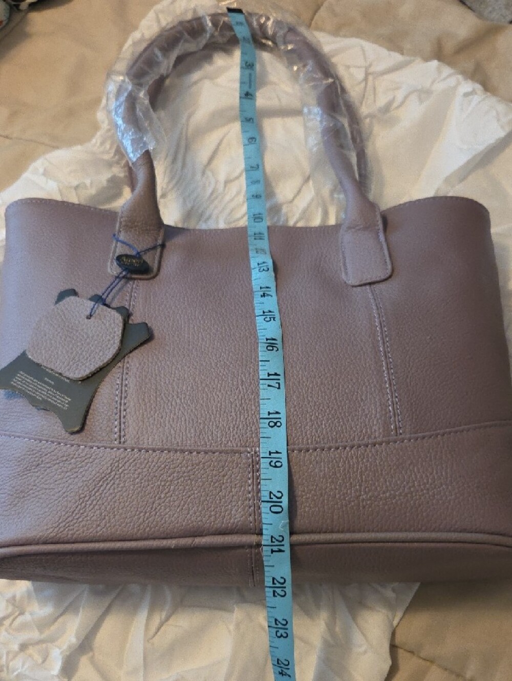 Lavender Pebbled Tote Bag with Double Shoulder Straps - Picture 4 of 9